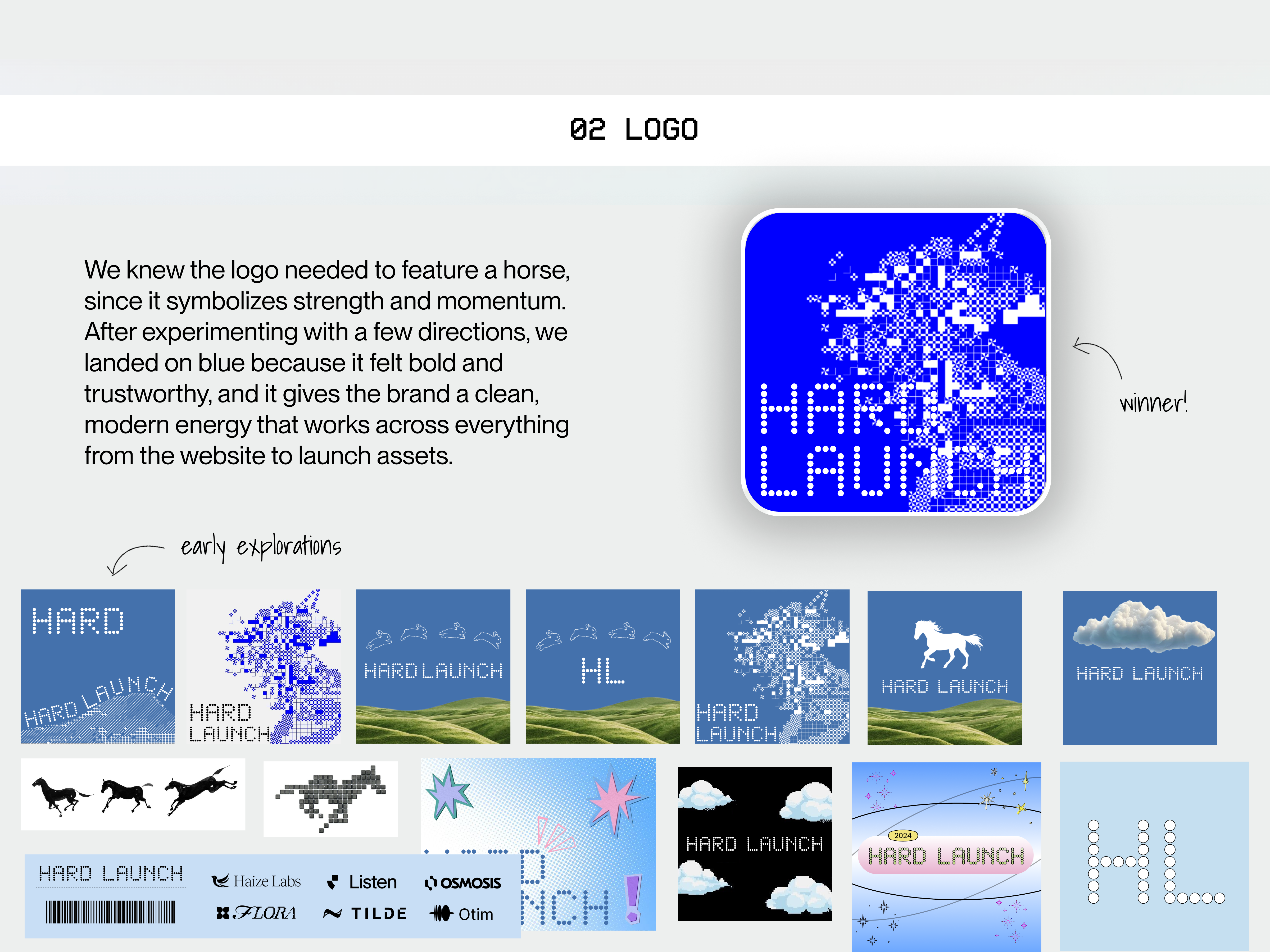 Hard Launch logo research and direction frame