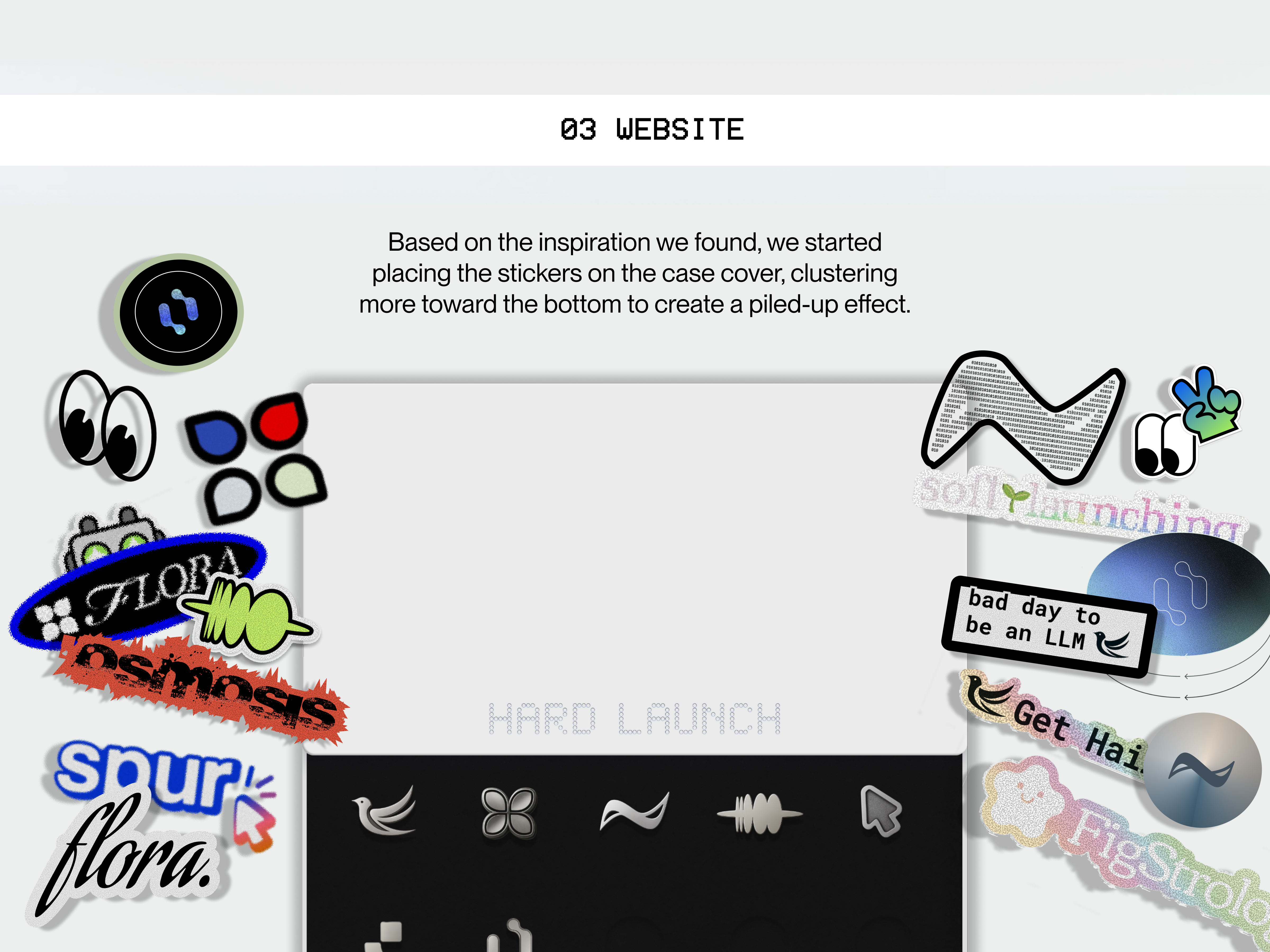 Hard Launch website sticker and digital identity layout